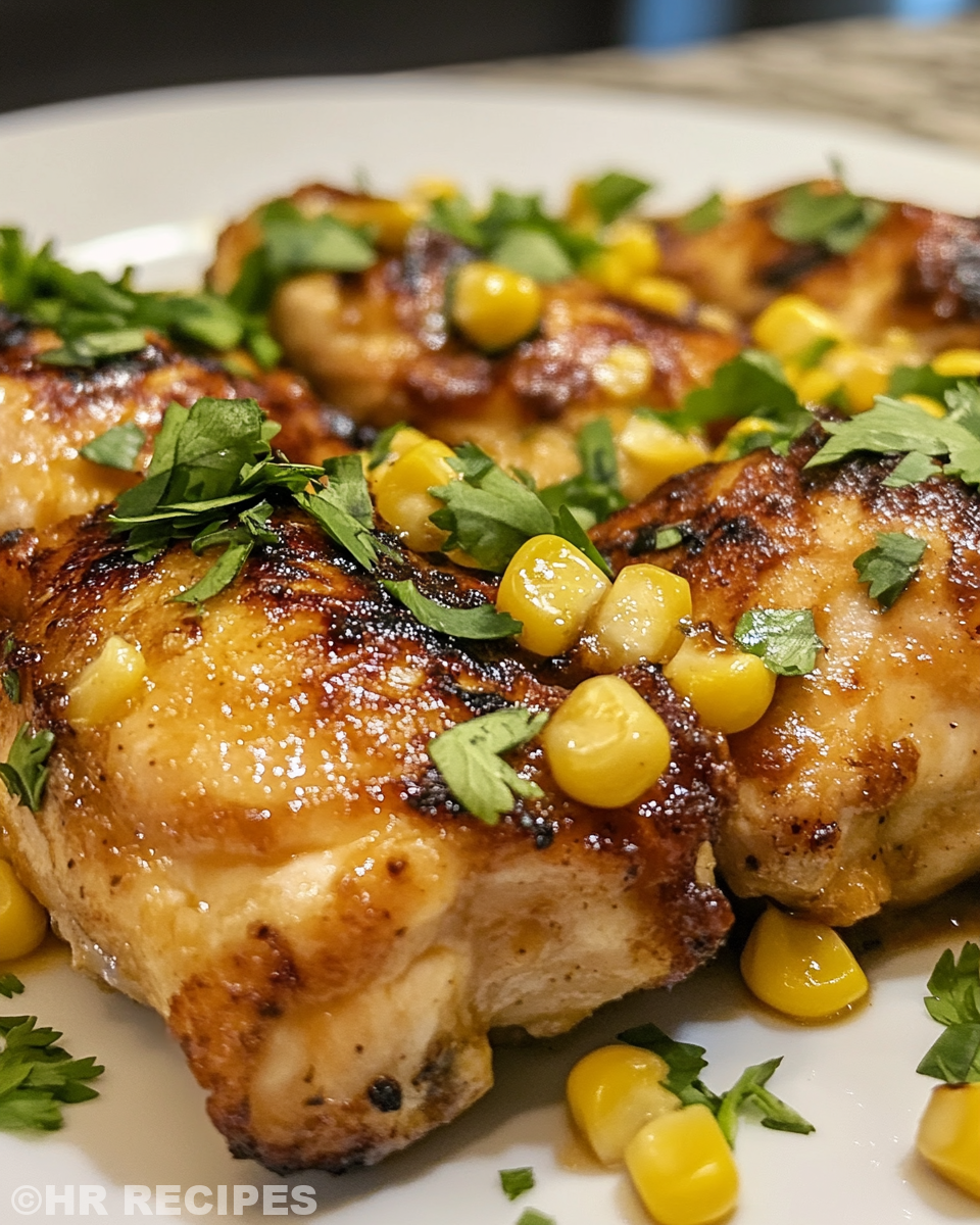 Serving of Crockpot Mexican street corn chicken topped with cilantro and cotija cheese