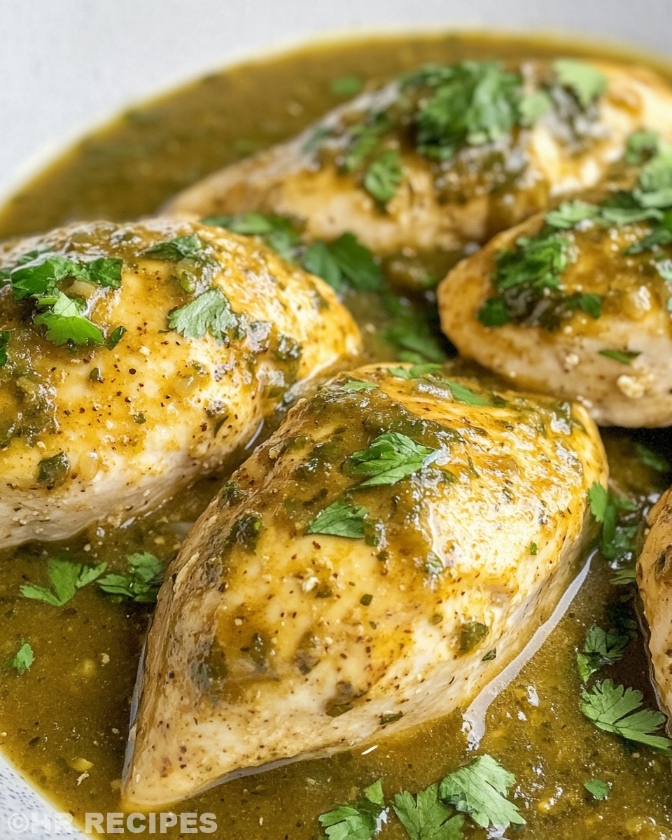 Slow cooker with salsa verde chicken dish steaming inside