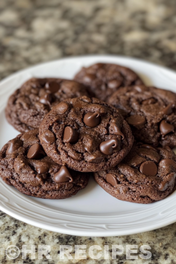 Crumbl Dark Dream Cookies Chocolate Chocolate Chip Cookies taken with iphone 15 pro max --iw 2 --ar 4:5 --v 6.1 --raw