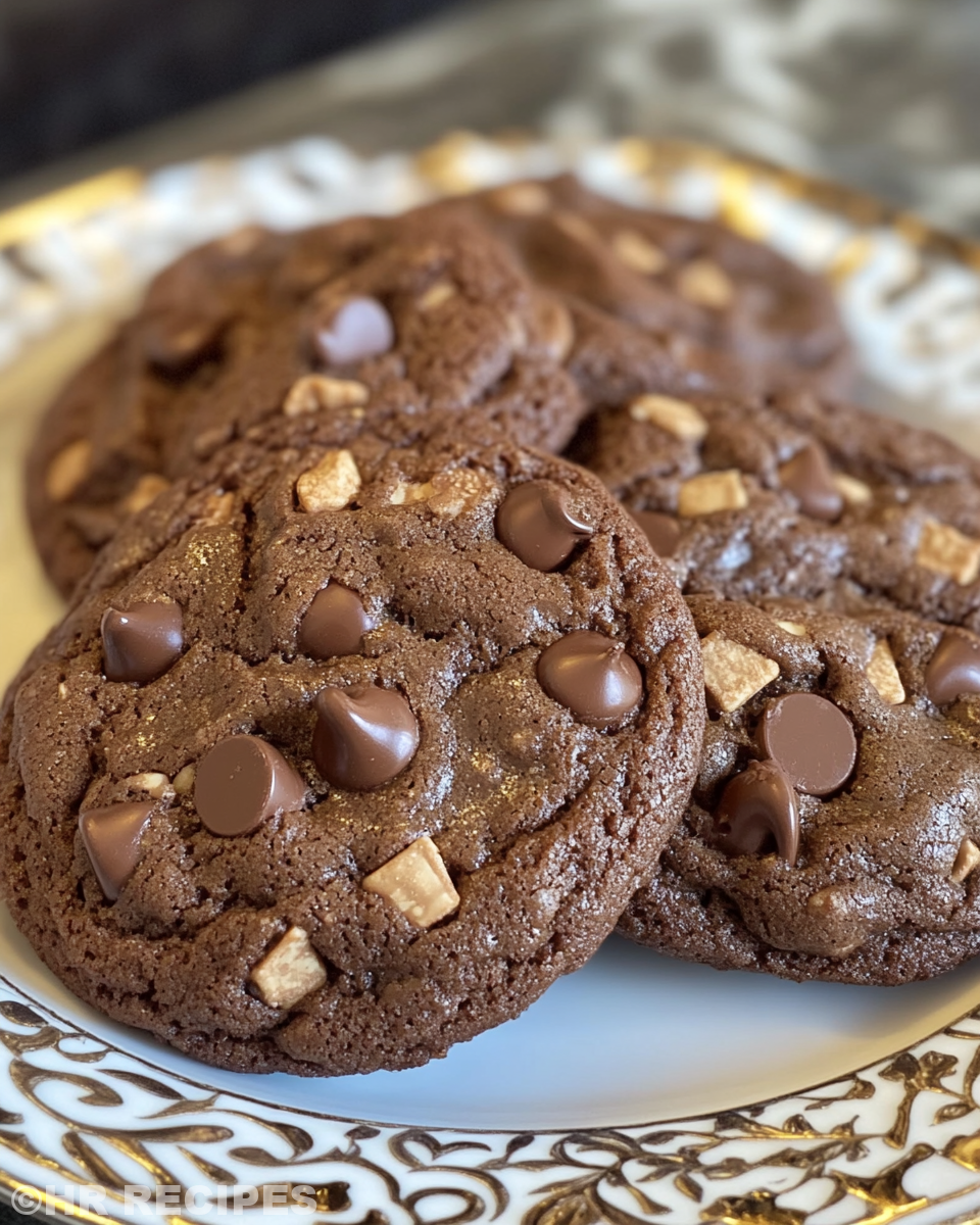 Mixing double chocolate chip cookie dough with chunks spread evenly