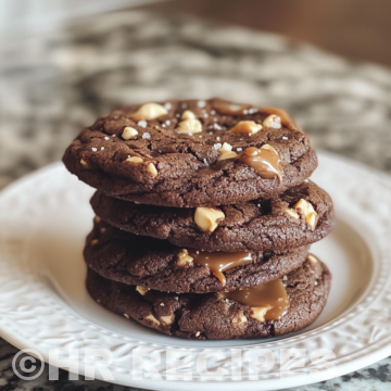 Double Chocolate Salted Caramel Cookies taken with iphone 15 pro max --iw 2 --ar 4:5 --v 6.1 --raw