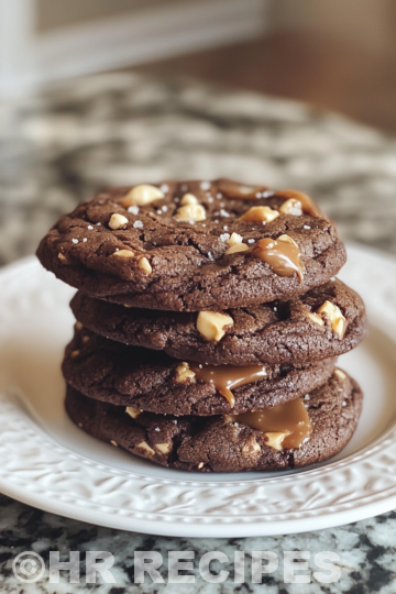 Double Chocolate Salted Caramel Cookies taken with iphone 15 pro max --iw 2 --ar 4:5 --v 6.1 --raw