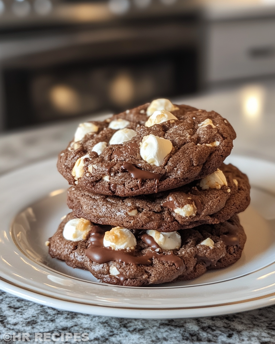 Ingredients for double chocolate s'mores cookies displayed on countertop