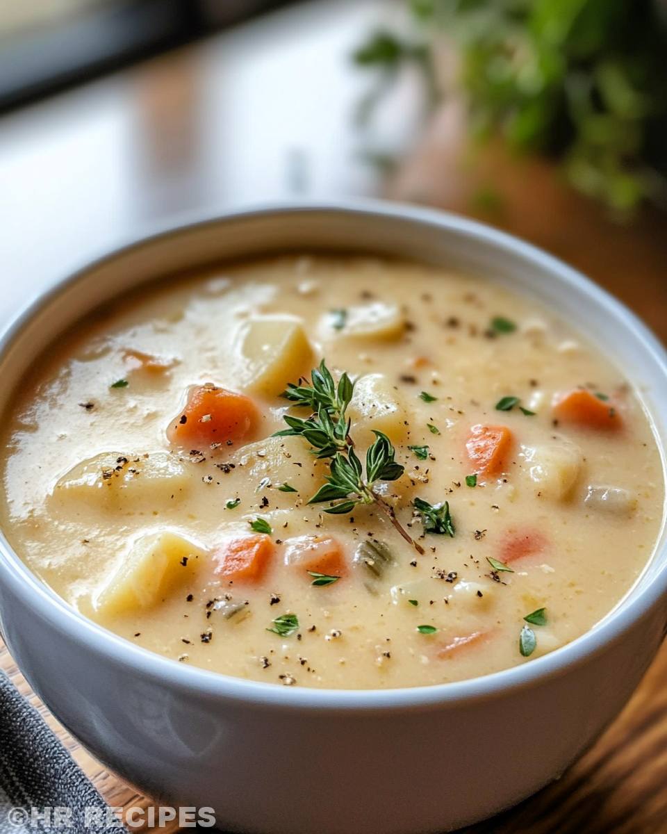 Ingredients for crock pot potato soup recipe on kitchen counter