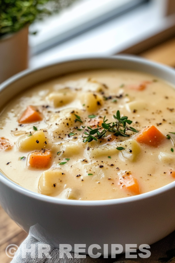 Easy Crock Pot Potato Soup Recipe taken with iphone 15 pro max --iw 2 --ar 4:5 --v 6.1 --raw
