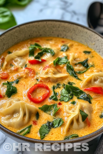 Easy Thai Coconut Curry Dumpling Soup taken with iphone 15 pro max --iw 2 --ar 4:5 --v 6.1 --raw