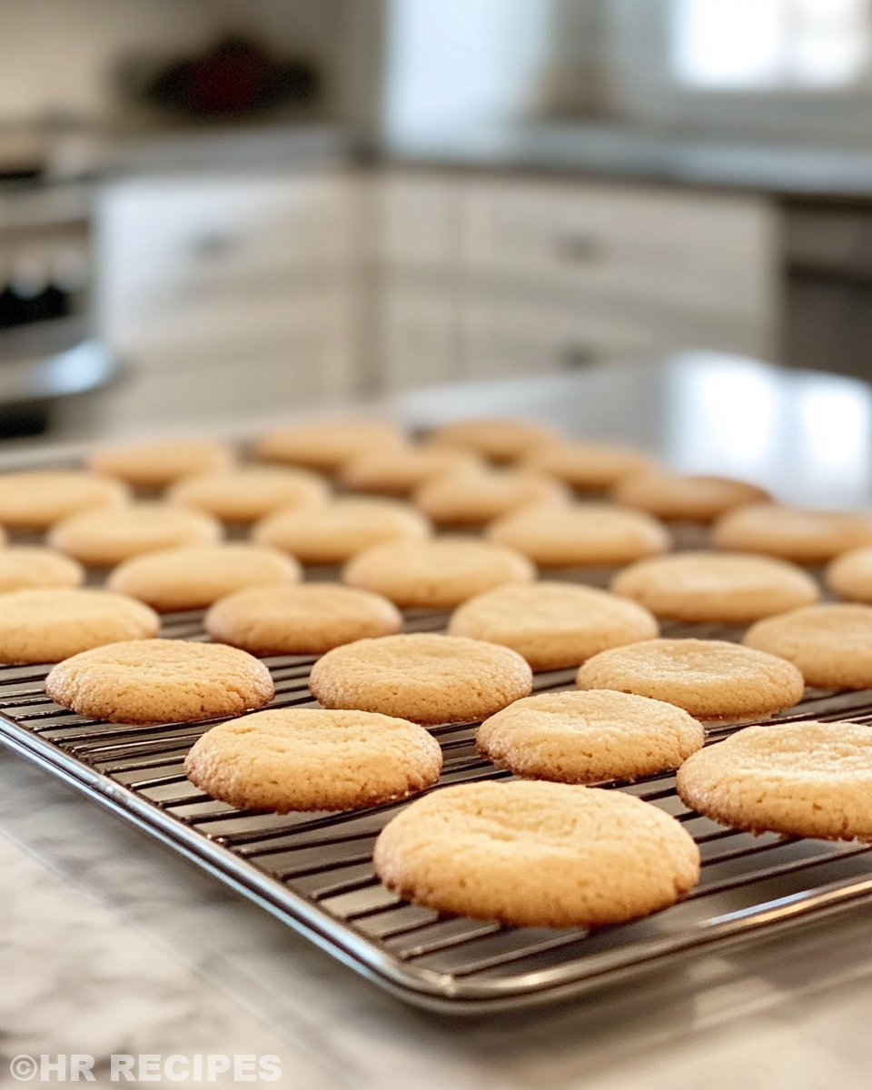 Freshly baked French butter cookies cooling on parchment paper