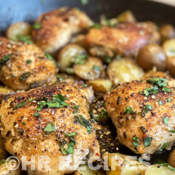 Garlic Butter Chicken And Potatoes Skillet taken with iphone 15 pro max --iw 2 --ar 4:5 --v 6.1 --raw