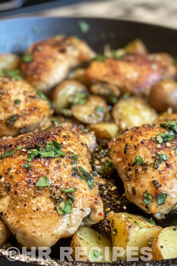 Garlic Butter Chicken And Potatoes Skillet taken with iphone 15 pro max --iw 2 --ar 4:5 --v 6.1 --raw