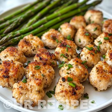 Garlic Butter Chicken Bites Asparagus Recipe taken with iphone 15 pro max --iw 2 --ar 4:5 --v 6.1 --raw