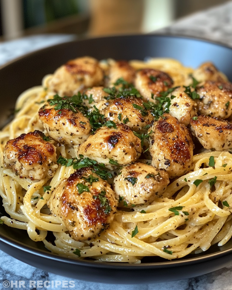 Chicken bites cooking in pressure cooker with steam rising
