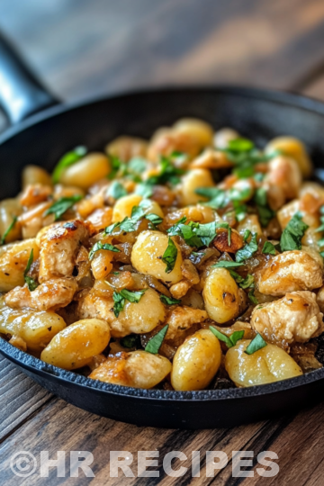 Garlic Chicken Gnocchi Skillet taken with iphone 15 pro max --iw 2 --ar 4:5 --v 6.1 --raw