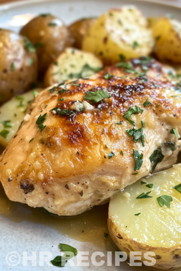 Garlic Parmesan Crockpot Chicken And Potatoes taken with iphone 15 pro max --iw 2 --ar 4:5 --v 6.1 --raw