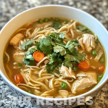 Ginger Garlic Chicken Noodle Soup taken with iphone 15 pro max --iw 2 --ar 4:5 --v 6.1 --raw