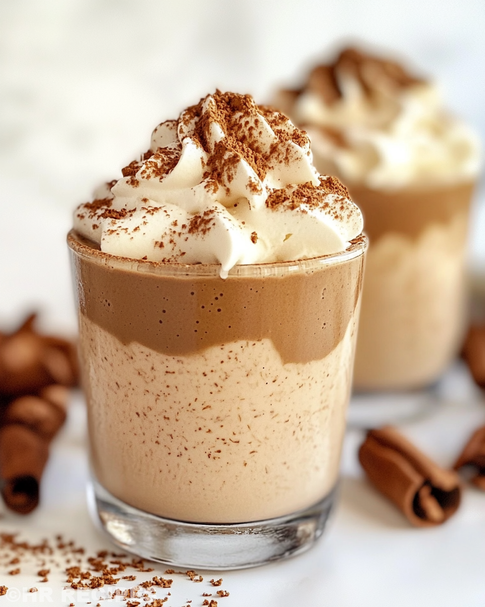 Finished gingerbread latte mousse domes served on ginger cookie crumb base