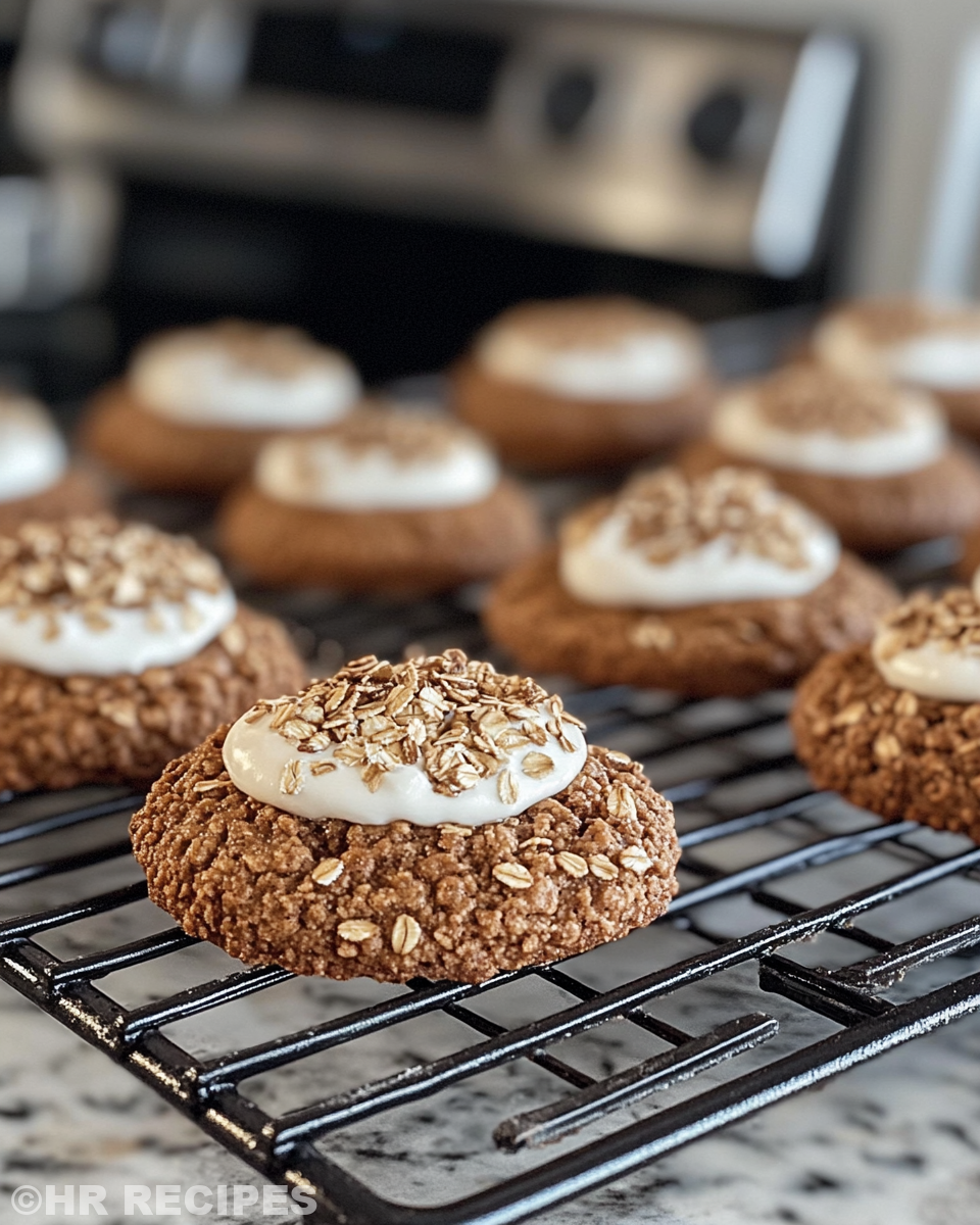 Gingerbread oatmeal cream pies freshly made and ready to eat on a plate