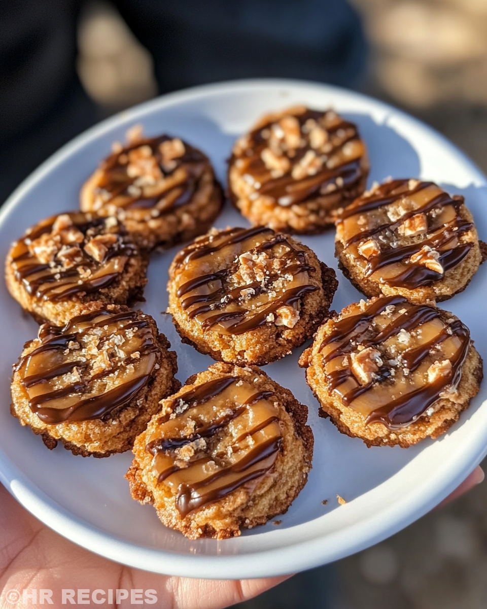 Finished Girl Scout Cookies Samoas ready to serve on a tray