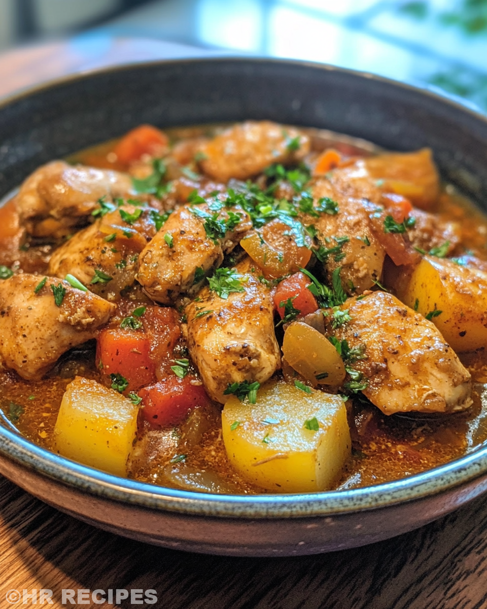 Ingredients for chicken stifado stew in pressure cooker