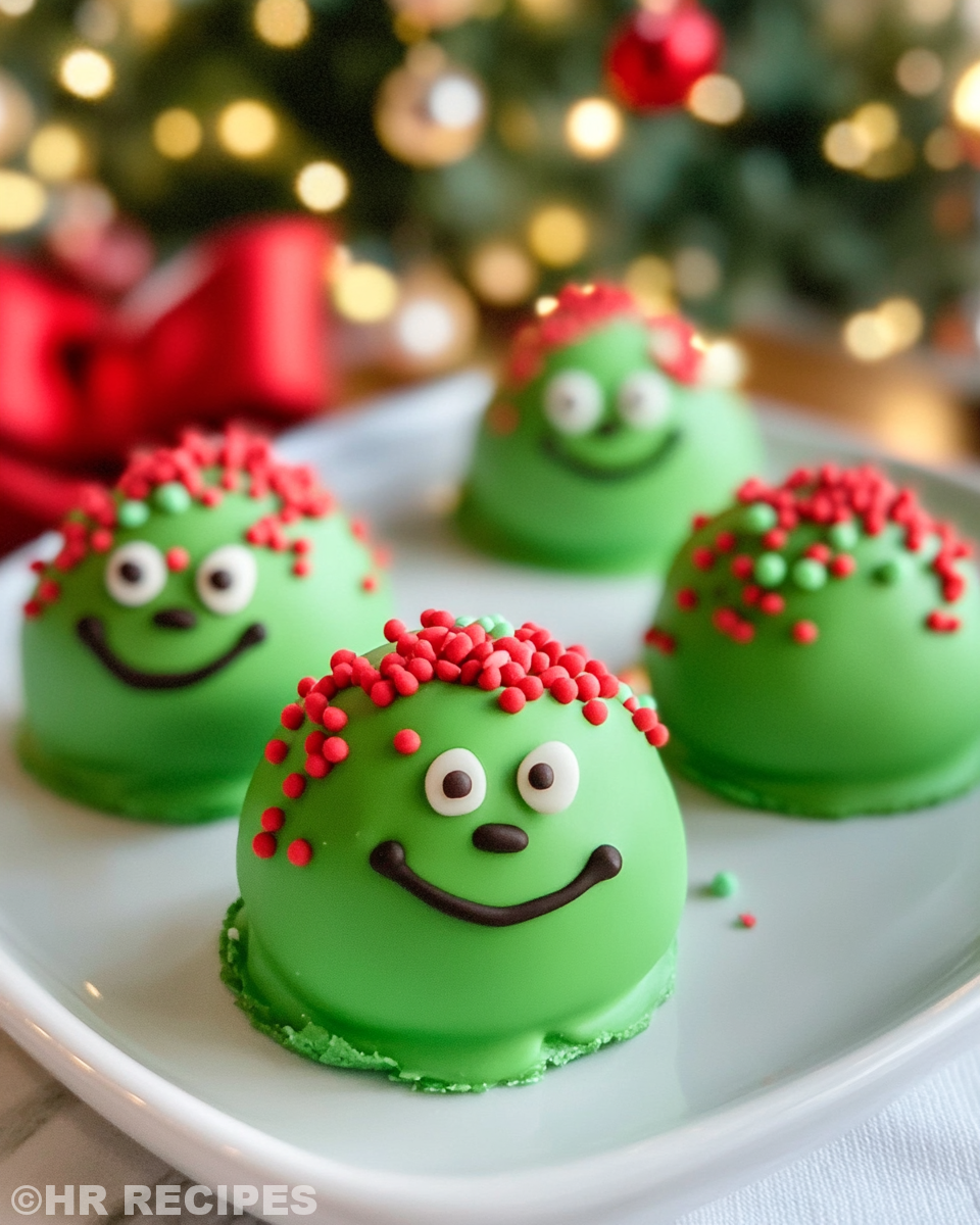 Ingredients and tools for making Grinch Oreo Truffles laid out on a kitchen counter