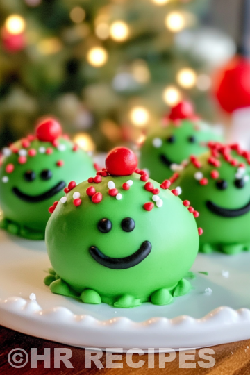 Grinch Oreo Truffles taken with iphone 15 pro max --iw 2 --ar 4:5 --v 6.1 --raw