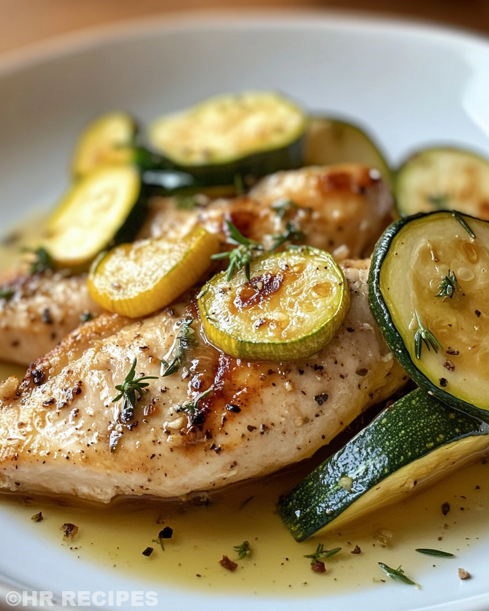Seasoned chicken, onion, and zucchini mixture ready for baking