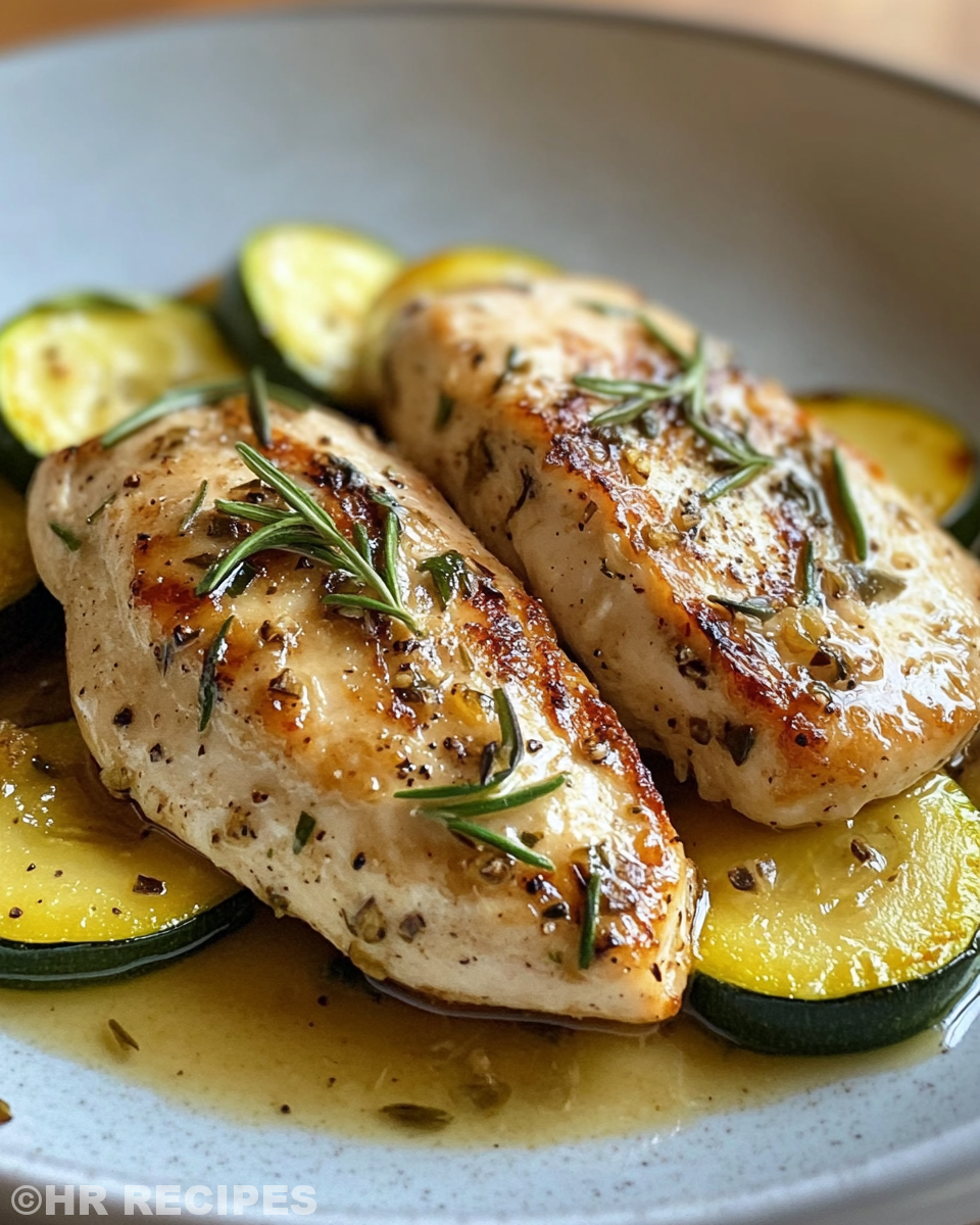 Juicy chicken breast with tender zucchini and squash cooked in pressure cooker