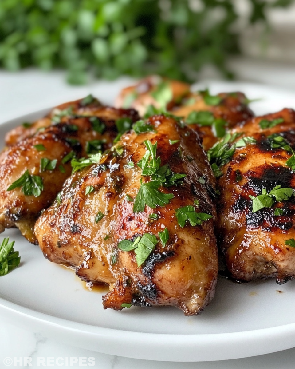 Plated juicy pressure cooked chicken ready to serve