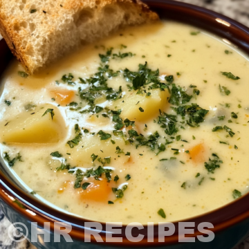 Hearty Cheddar Garlic Herb Potato Soup Recipe taken with iphone 15 pro max --iw 2 --ar 4:5 --v 6.1 --raw