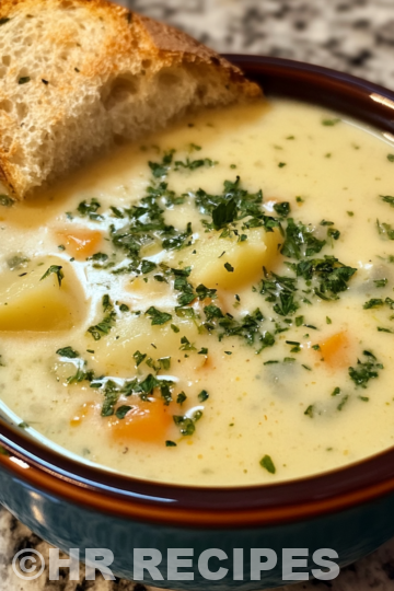 Hearty Cheddar Garlic Herb Potato Soup Recipe taken with iphone 15 pro max --iw 2 --ar 4:5 --v 6.1 --raw