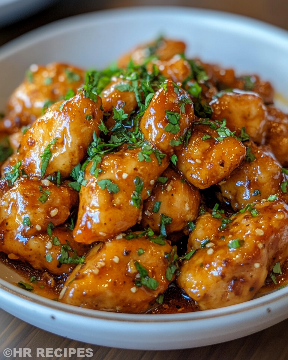 Ingredients and searing process of honey butter chicken in skillet