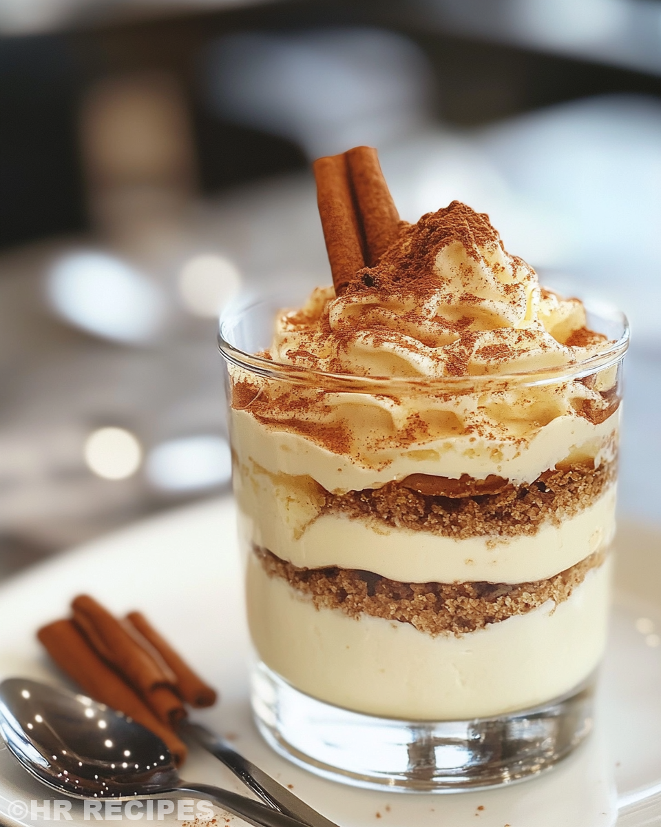 Served honey cinnamon apples dessert in bowl with spoon