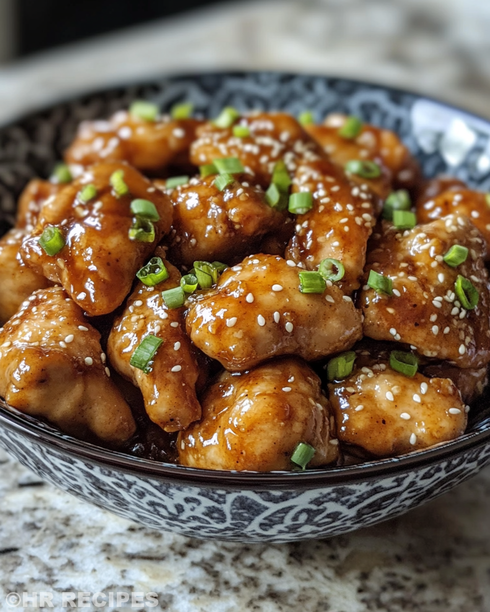 Honey garlic chicken cooking in pressure cooker emitting steam and honey glaze scent
