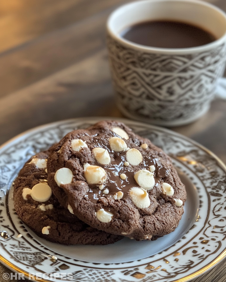 Freshly baked hot chocolate cookies steaming