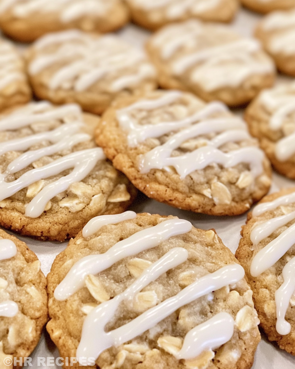 Mixing ingredients for iced oatmeal cookies with cinnamon and nutmeg