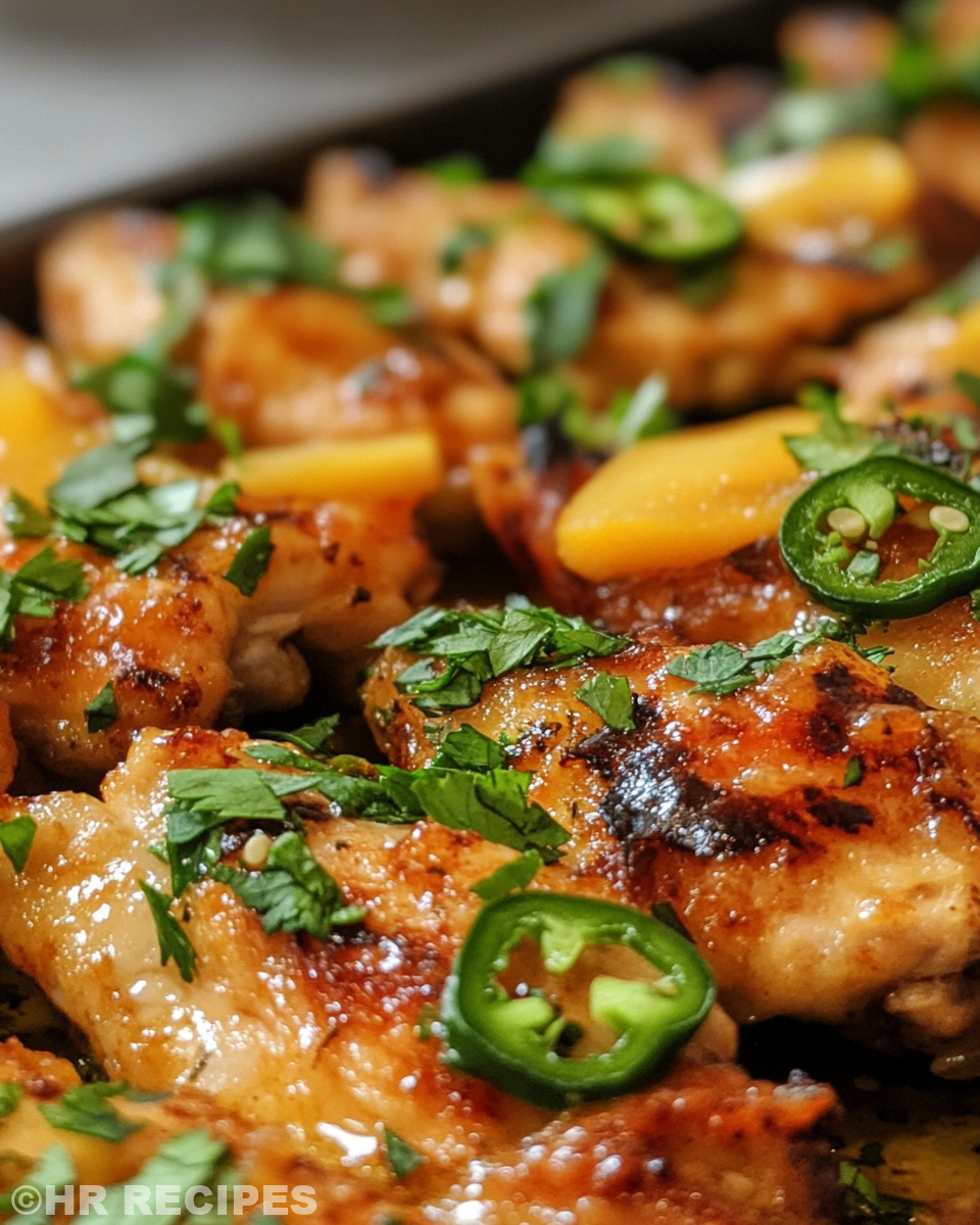 Pressure cooker with jalapeño peach chicken preparing to hiss