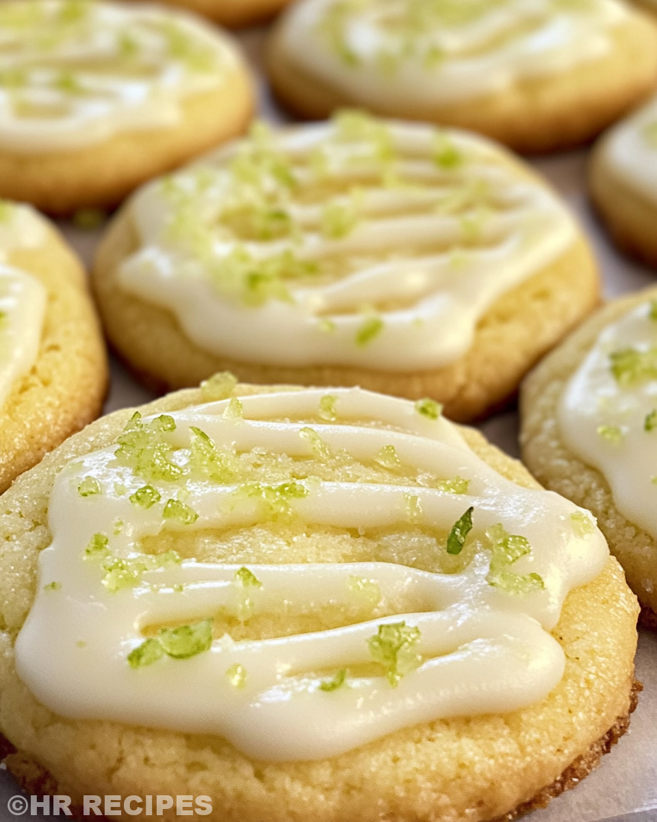 Key lime cookie dough balls pressed on parchment-lined baking sheet