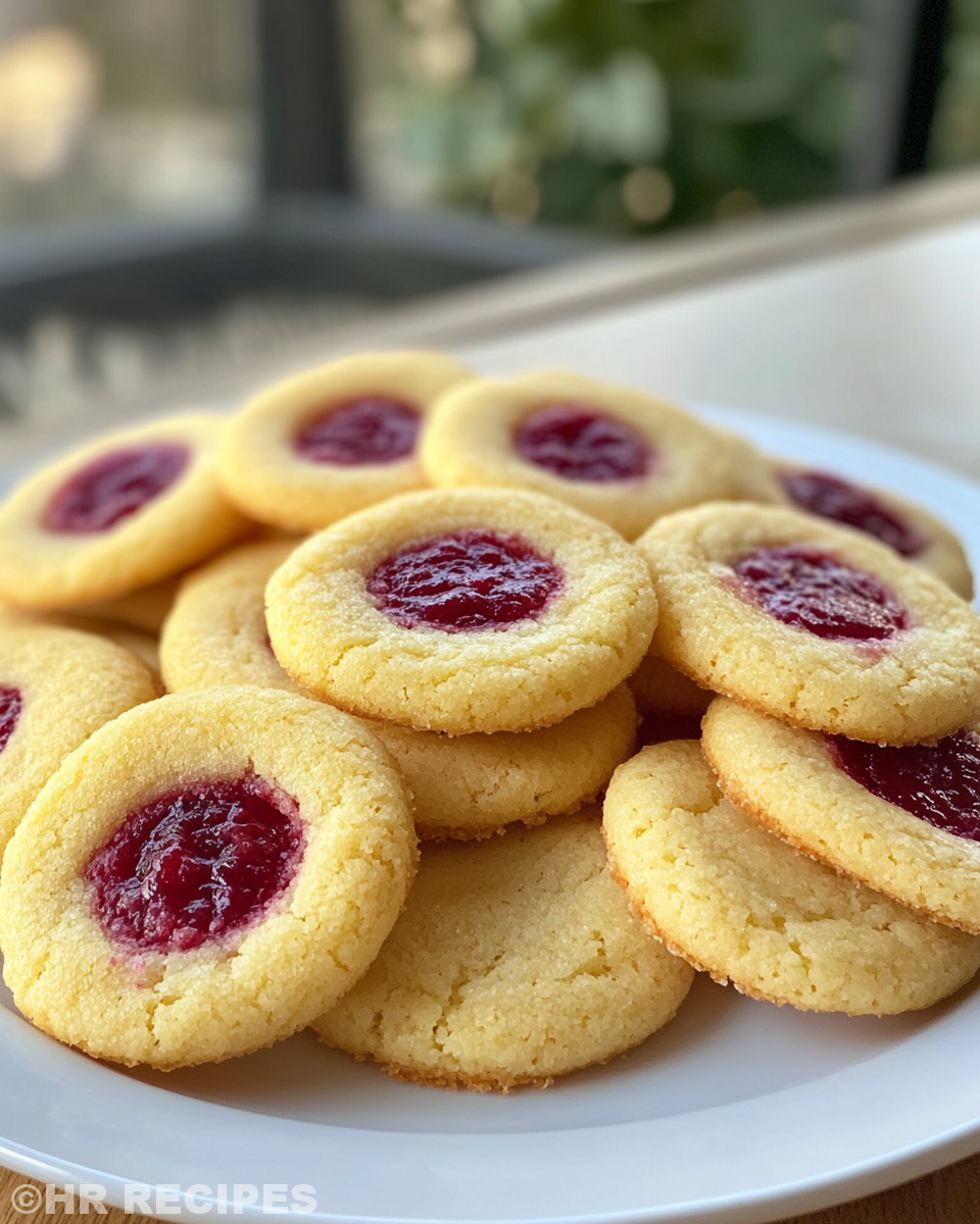 Final serving of lemon cookies topped with luscious raspberry curd