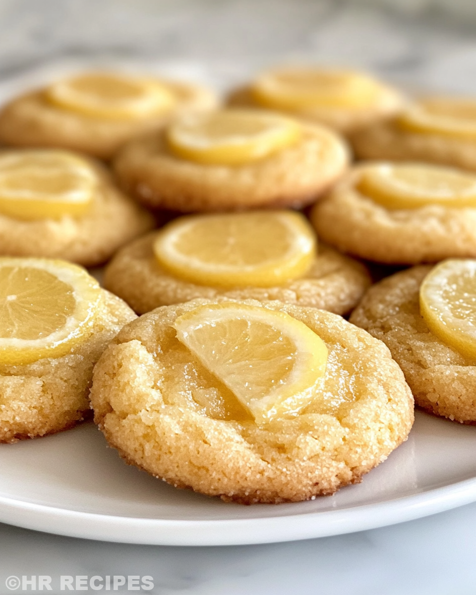 Freshly baked lemon curd cookies oozing creamy curd