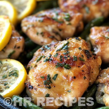 Lemon Garlic Butter Thighs And Green Beans Skillet taken with iphone 15 pro max --iw 2 --ar 4:5 --v 6.1 --raw