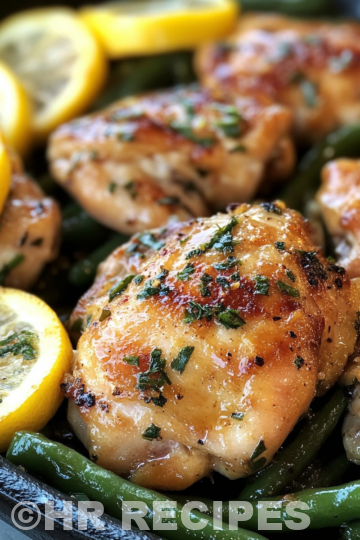 Lemon Garlic Butter Thighs And Green Beans Skillet taken with iphone 15 pro max --iw 2 --ar 4:5 --v 6.1 --raw