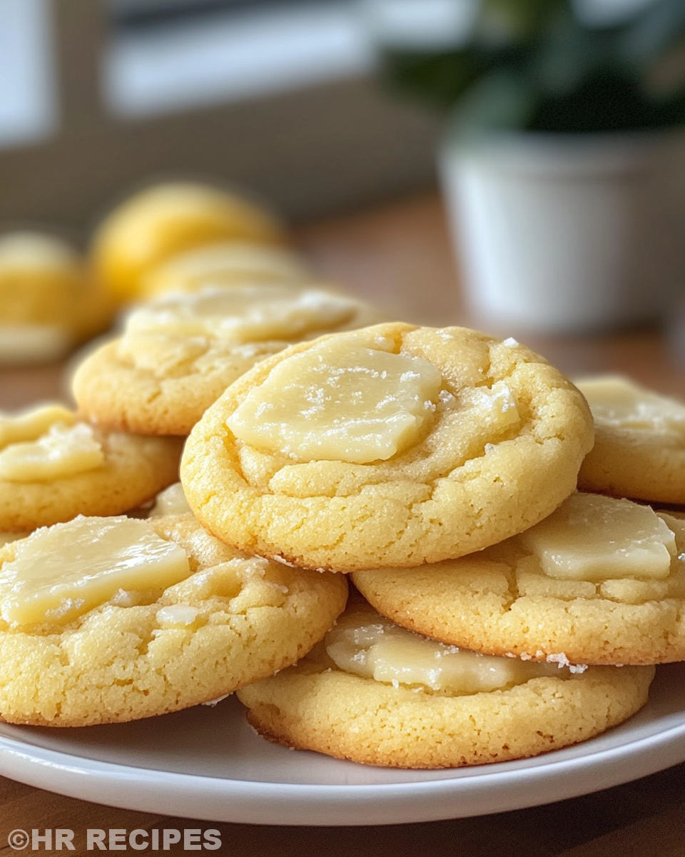 Finished lemon sugar cookies cooling on wire rack