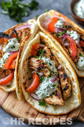 Mediterranean Chicken Gyros With Creamy Feta Tzatziki taken with iphone 15 pro max --iw 2 --ar 4:5 --v 6.1 --raw
