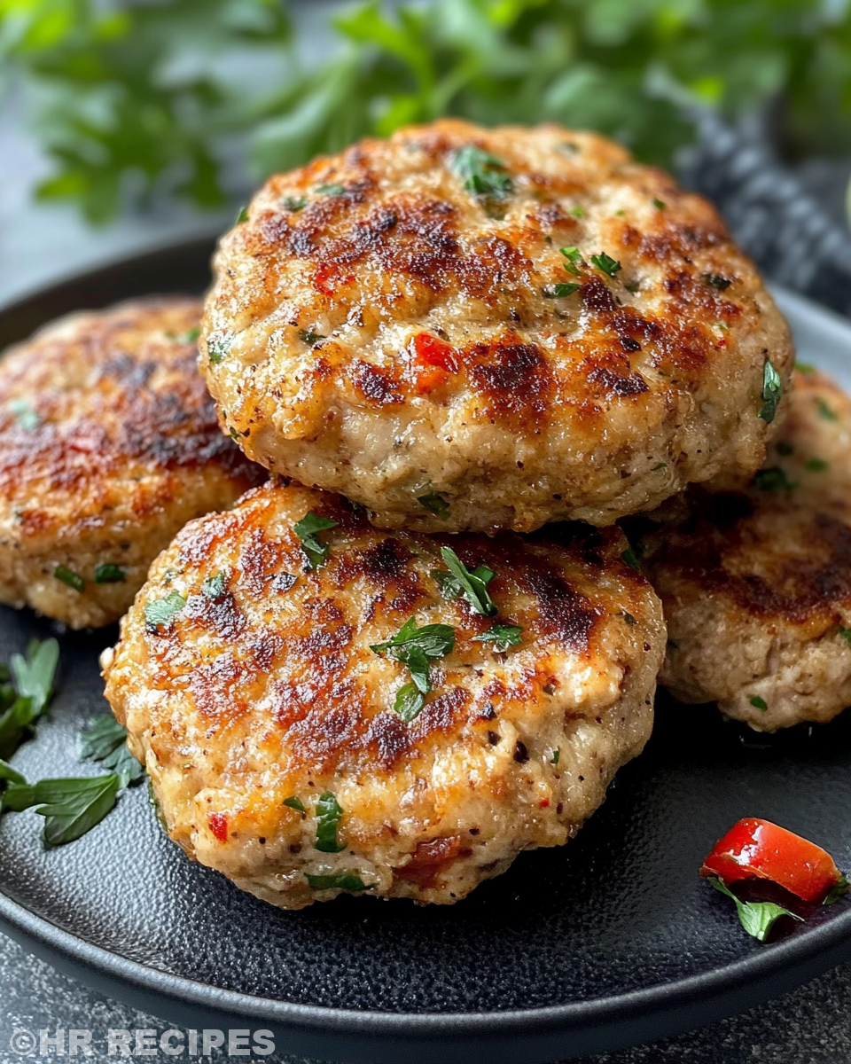 Ingredients mixture for mediterranean chicken patties including herbs and vegetables