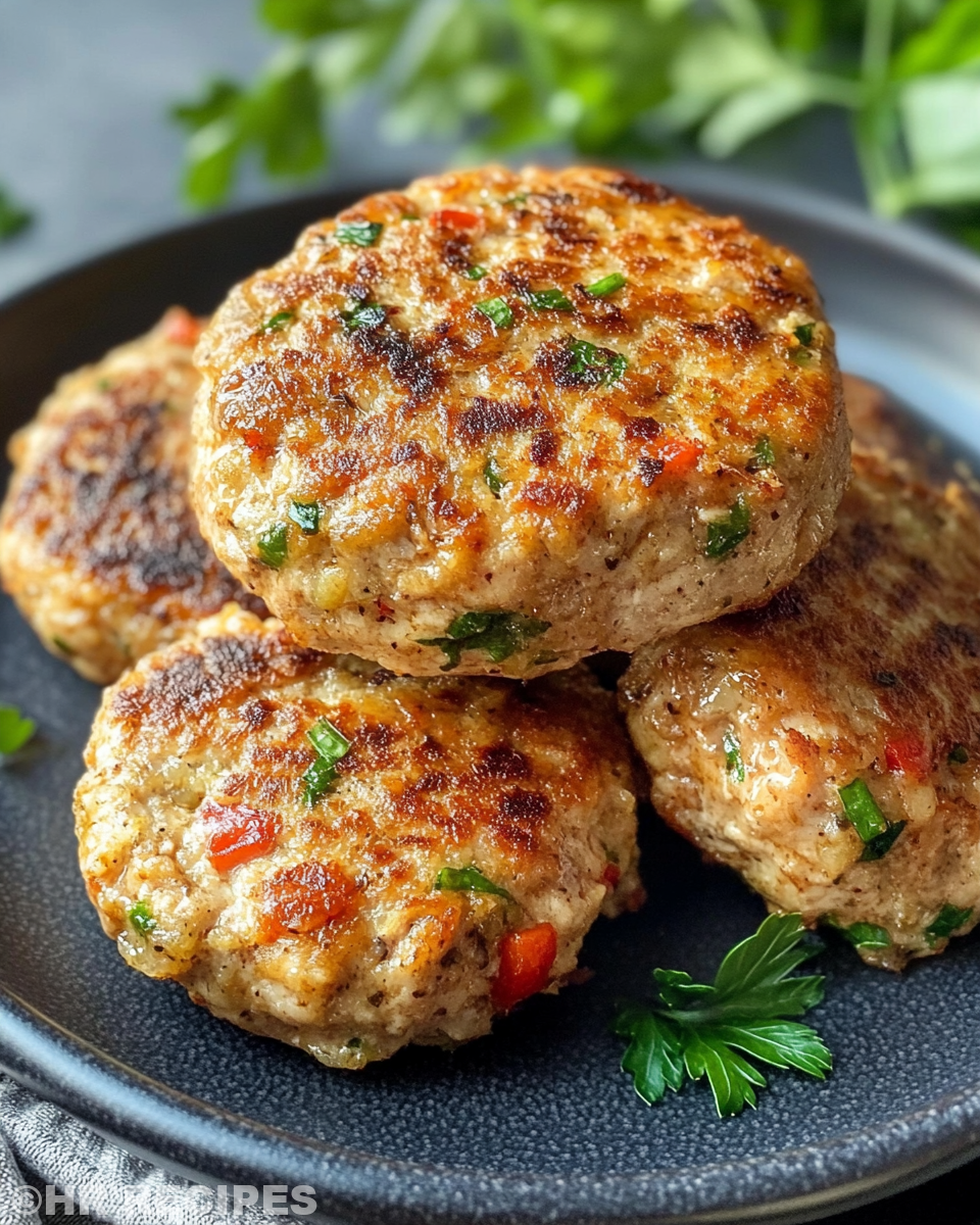 Served mediterranean chicken patties with creamy tzatziki and fresh toppings