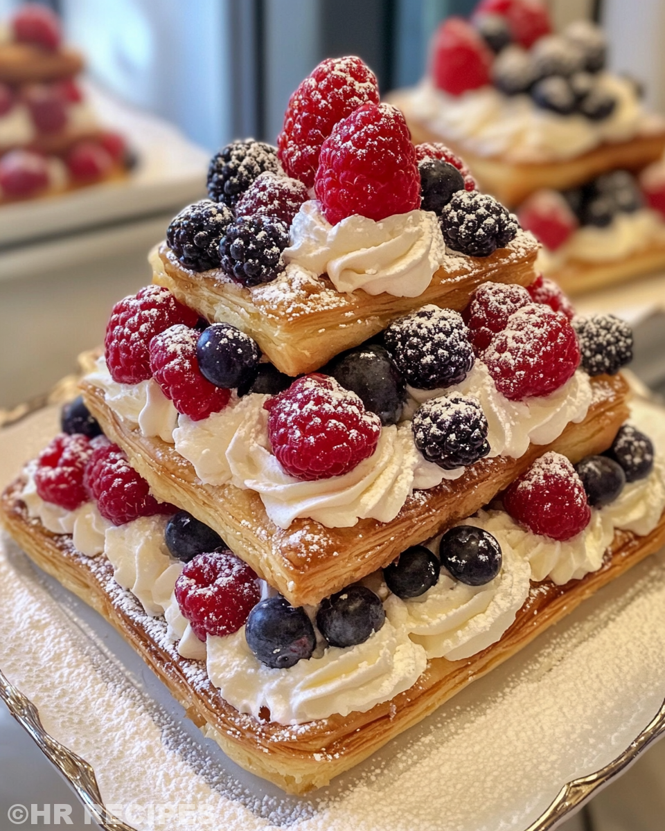 Ingredients and creamy mixed berry filling for cake layers