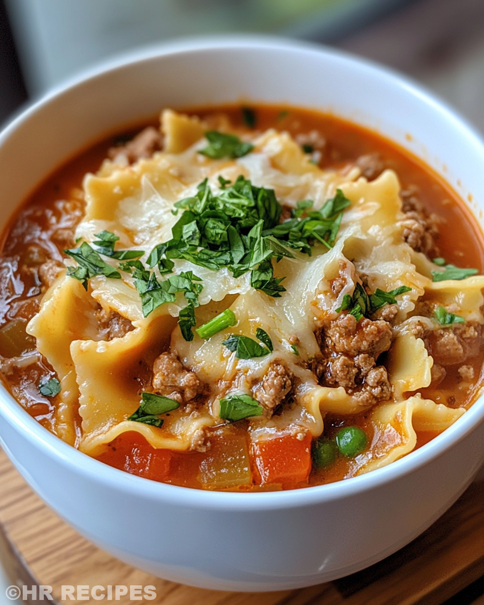 Ingredients arranged for one pot lasagna soup in the middle of preparation