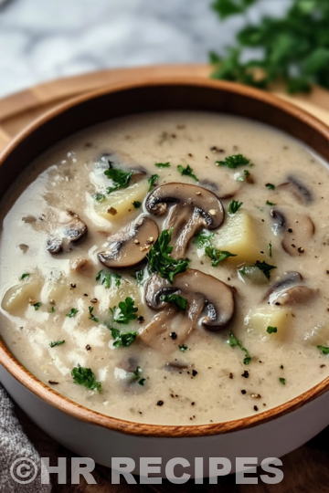 Mushroom Potato Soup taken with iphone 15 pro max --iw 2 --ar 4:5 --v 6.1 --raw