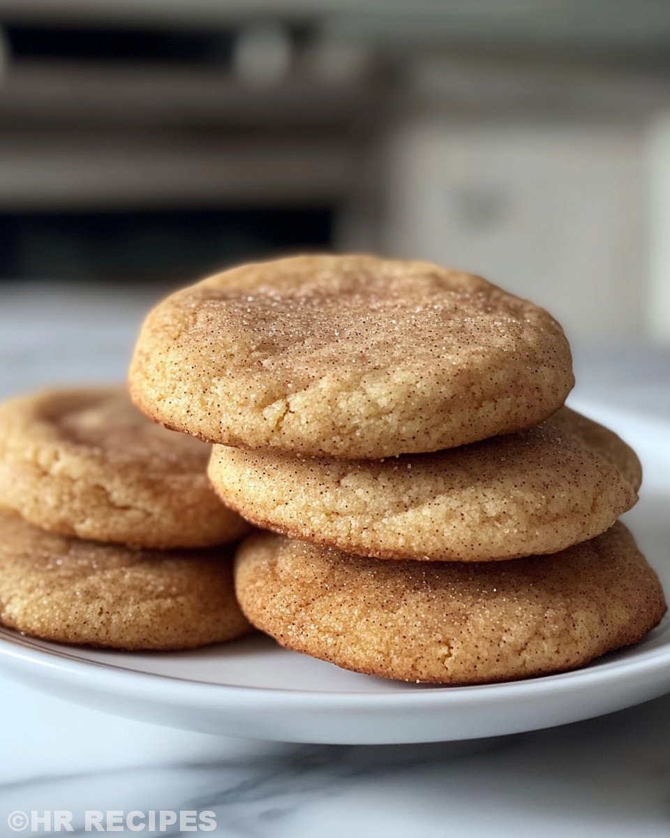 Close up of golden brown snickerdoodles with cinnamon sugar coating