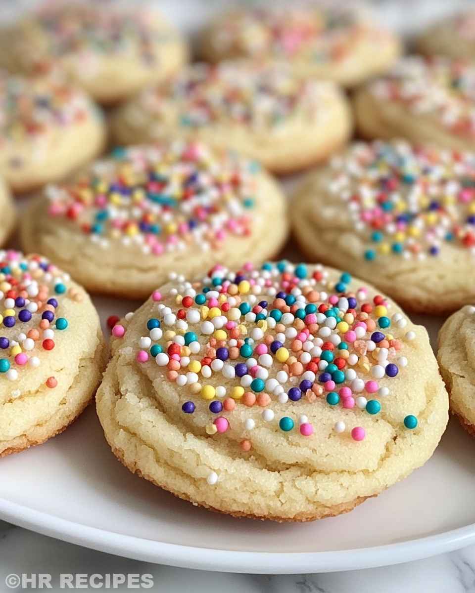 Freshly baked no-spread sugar cookies with golden edges