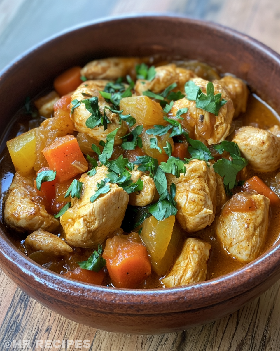 Ingredients for Moroccan chicken stew prepared and ready to cook
